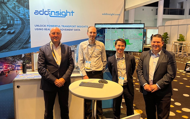 The Addinsight team gathered together at the Addinsight stand during Summit 2022 (from left): Paul Glover, Jonathon Rossi, James Cox, and Damian Hewitt.